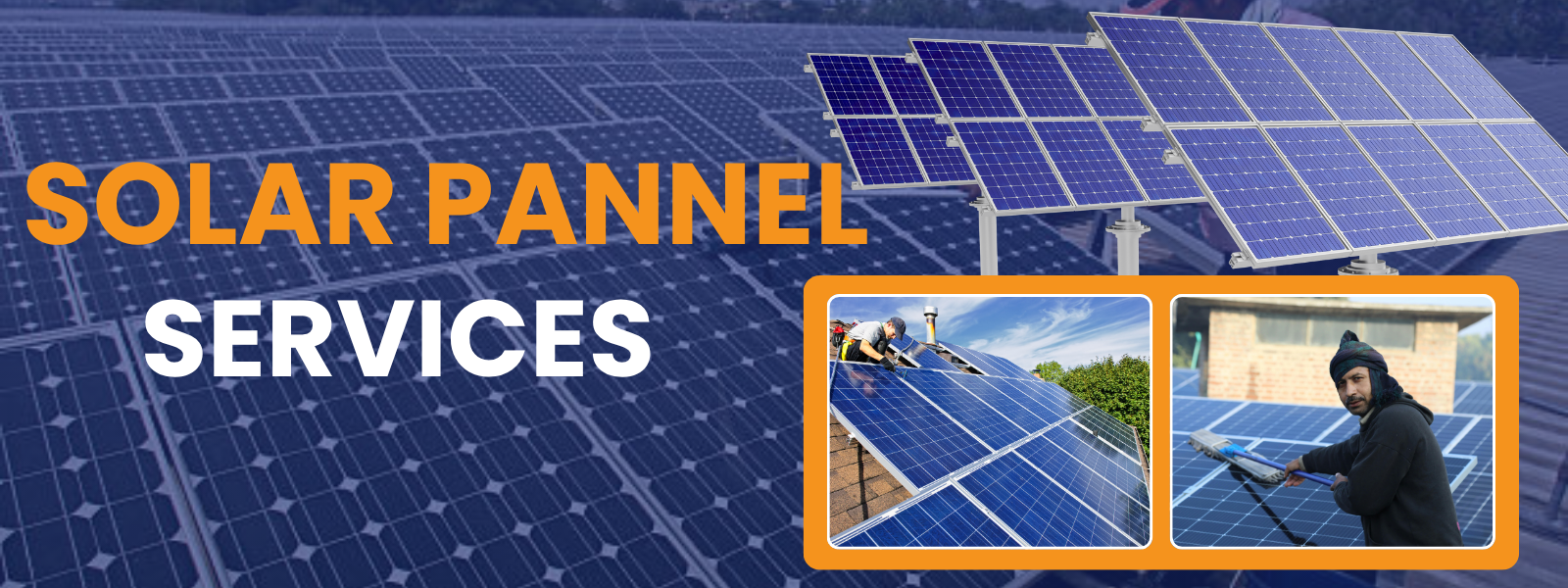 Blue and Yellow Modern Solar Energy Company Banner (1600 x 600 px)
